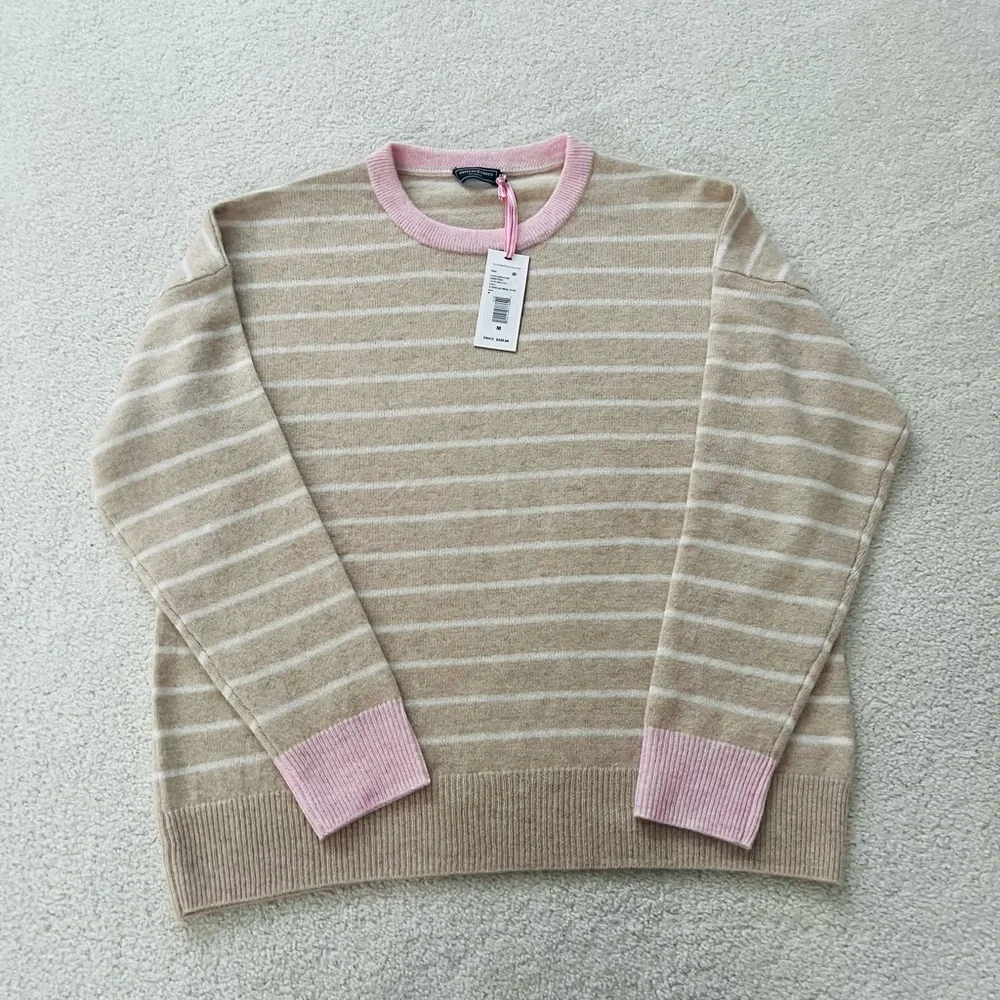 Vineyard Vines Cashmere Stripe Oatmeal Heather Sweater.  New.  Medium - Picture 3 of 4
